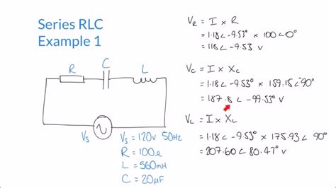 Calculating Impedance Supply Current And Voltages In Series Rlc Circuit Youtube