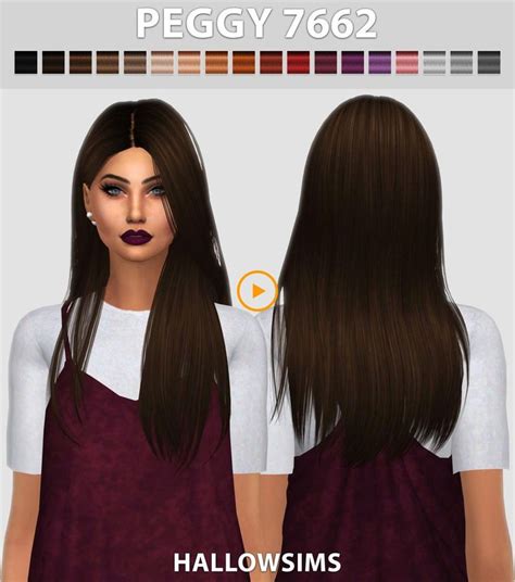 Sims 4 Hairs ~ Hallow Sims Peggyn 7662 Hiukset Rextoitu Sims Hair