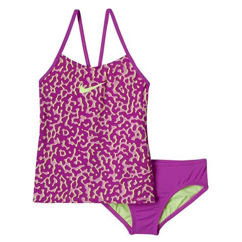Girls 7 14 Nike Swim Leopard Tankini Swimsuit Set Size 12 Purple Oth