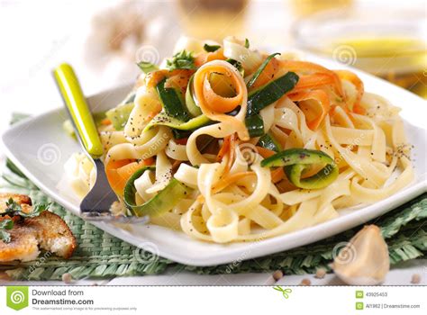 Italian Pasta Noodles With Assorted Vegetables Stock Image Image Of