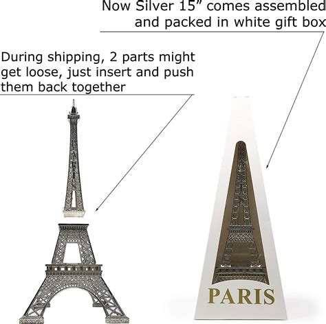 Allgala 15″ Eiffel Tower Statue Decor Alloy Metal Silver Bigamart