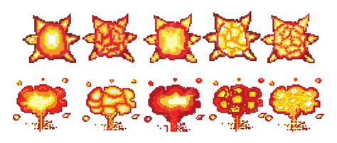 Premium Vector Explosion Pixel Art Video Game Explosion Animation