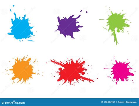 Vector Colorful Paint Splatterpaint Splash Setvector Illustration