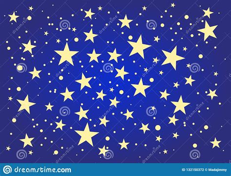 Yellow Stars On Dark Blue Illustration Background Stock Photo