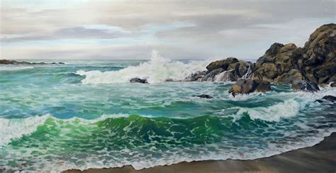 Painting Of The Oregon Coast Oil On Panel 39x19 By Tom Wheeler