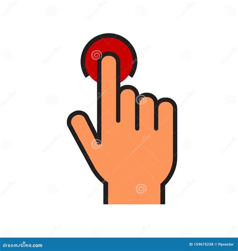 Hand Presses A Button Icon Hand Cursor Sign Icon Hand Pointer Symbol