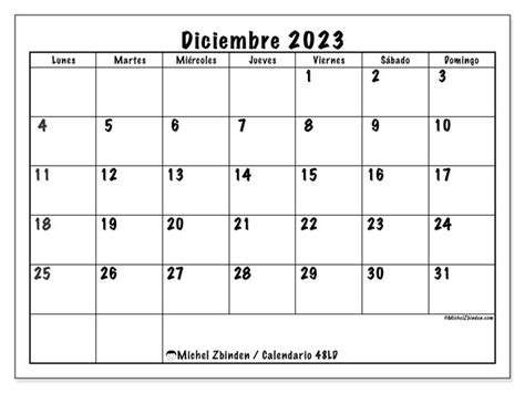 Calendario Diciembre De 2023 Para Imprimir 484ds Michel Zbinden Pe