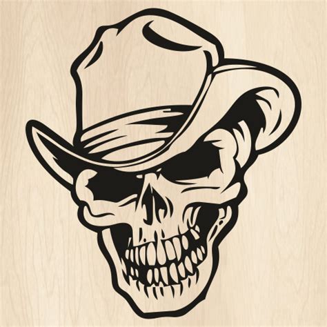 Cowboy Skull Bones Tattoo Svg Skull Bones With Hat Vector File