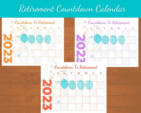 2023 Countdown To Retirement Printable Calendar Fun Way To Etsy