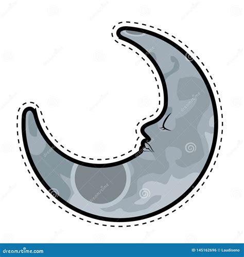 Half Moon Face Dotted Sticker Stock Vector Illustration Of Black