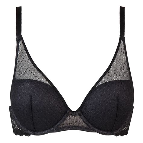 Dim Daily Glam Black Graphic Lace Push Up Triangle Bra