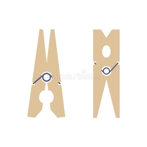 Wooden Clothespin Icon In Flat Stylevector Illustration Stock Vector