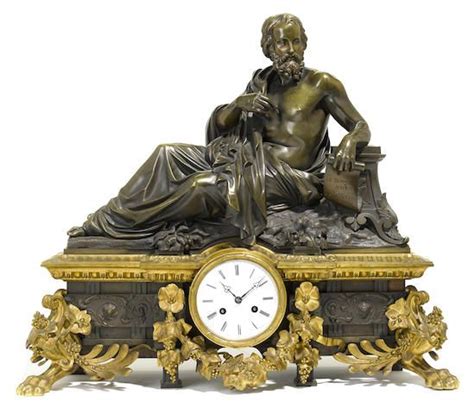 A French Gilt And Patinated Bronze Figural Mantel Clock Second Half
