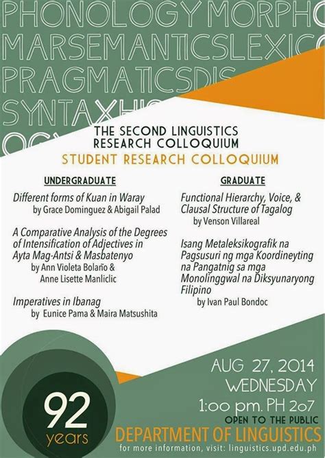 Mariang Sinukuan Files Second Linguistics Research Colloquium