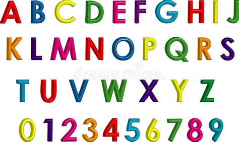 Colorful 3 D Alphabet And Numbers Stock Vector Illustration Of