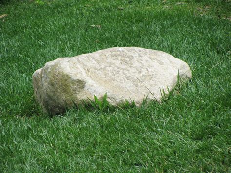 A Rock In The Grass Stock Image Image Of Intriguing 94895779