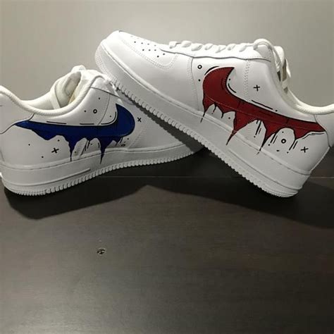 Custom dripped air force 1. Customized Nike Air Force 1 Red/Blue Drip custom sneakers ...