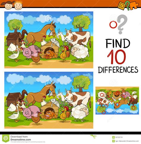 Finding Differences Game Cartoon Stock Vector Image 50132118
