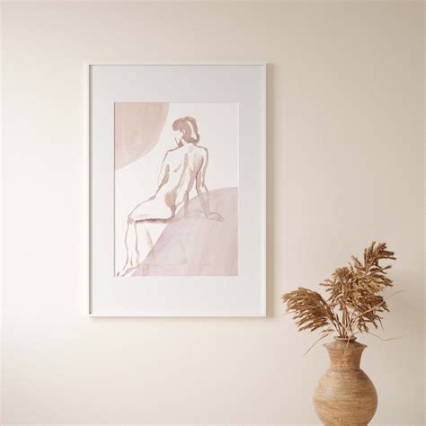 Nude Woman Art Print Aesthetic Watercolor Wall Art Female Etsy