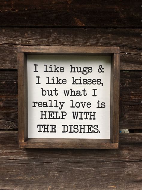 Help With The Dishes Funny Kitchen Wood Sign Farmhouse Etsy In 2021