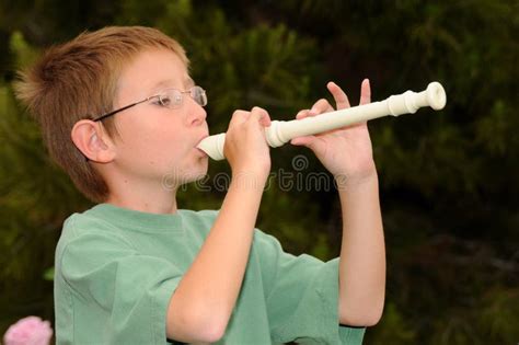 Boy Playing A Recorder Stock Image Image Of Recorder 9013741