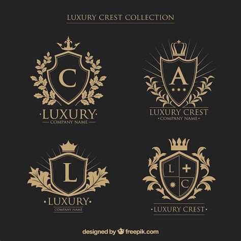Colección de logos de escudos heráldicos con iniciales en estilo