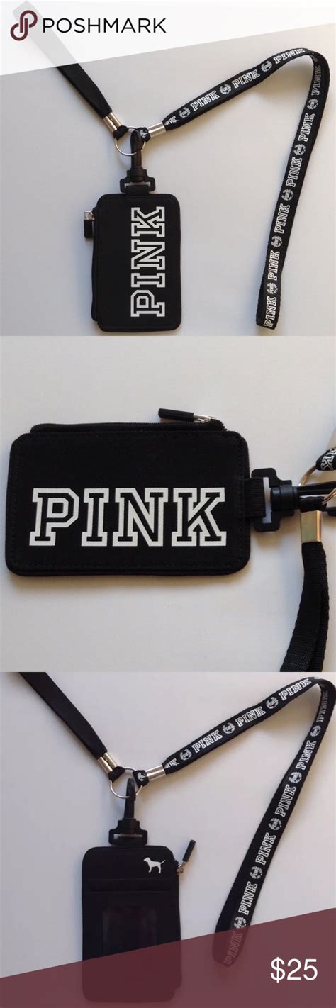 25 ️new Vs Pink Black And White Id Wallet Lanyard ️this Is A Must Have