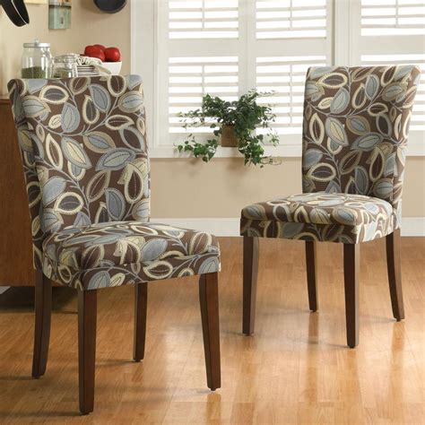 Furniture covers dining room chair covers parsons chairs slipcovers for chairs wayfair living room chairs chair soft furnishings diy chair this parsons chair cover is made out of adorable baroque black and white cotton fabric. Homelegance Royal Leaf Design Fabric Parson Chairs - Brown ...