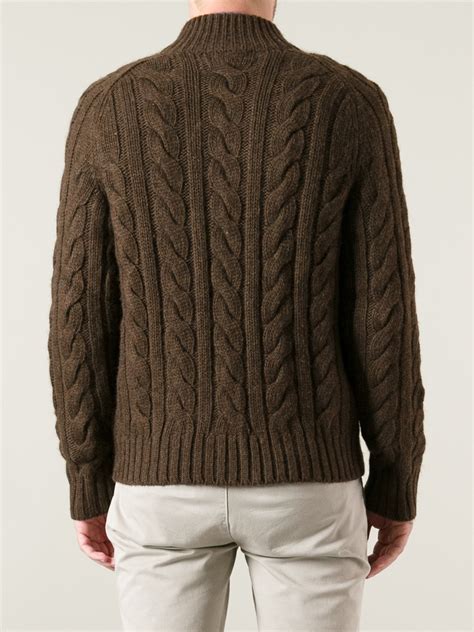 Polo Ralph Lauren Cable Knit Pullover Sweater In Brown For Men Lyst