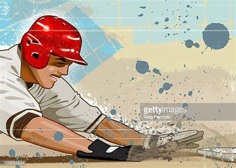 Baseball Player Sliding High Res Illustrations Getty Images