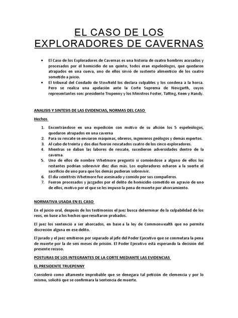 El Caso De Los Exploradores De Cavernas Pdf La Ley Natural Homicidio