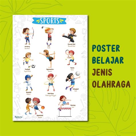 Jual POSTERIA POSTER EDUKASI ANAK BELAJAR MENGENAL JENIS OLAHRAGA DAN