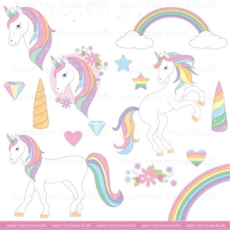 Rainbow Unicorn Clipart Set By Doodle Art Thehungryjpeg