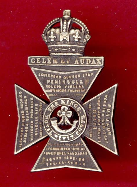 Dead Spartan Kings Royal Rifle Corps Edwardian Officer Cap Badge