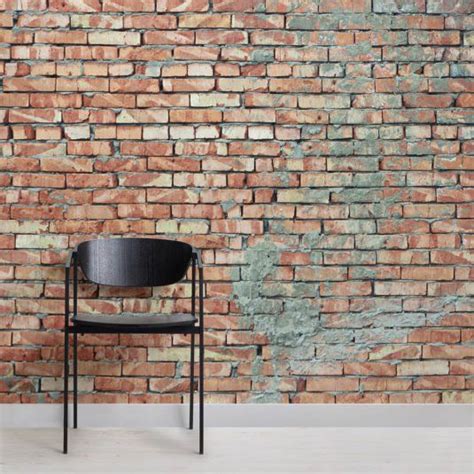 Cement Plastered Red Brick Textures Square Wall Murals Brick Wallpaper