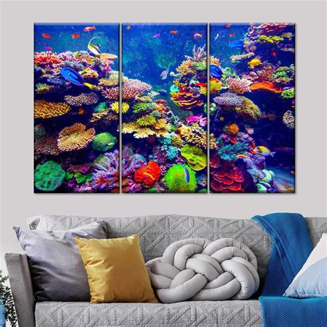 Colorful Coral Reef Multi Panel Canvas Wall Art In 2020 Canvas Wall