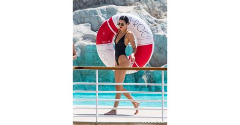 Kendall Jenner In Black Swimsuit At The Pool Cannes May 2018 Popsugar