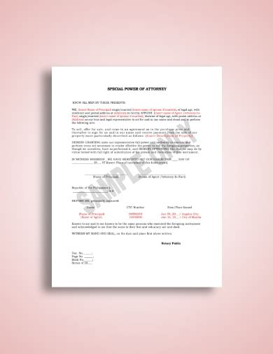 10 Best Special Power Of Attorney Examples And Templates Download Now