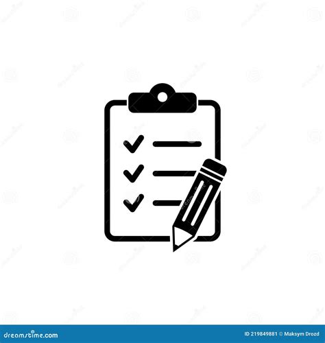 Clipboard Pencil Checklist Pencil Vector Icon Black Illustration