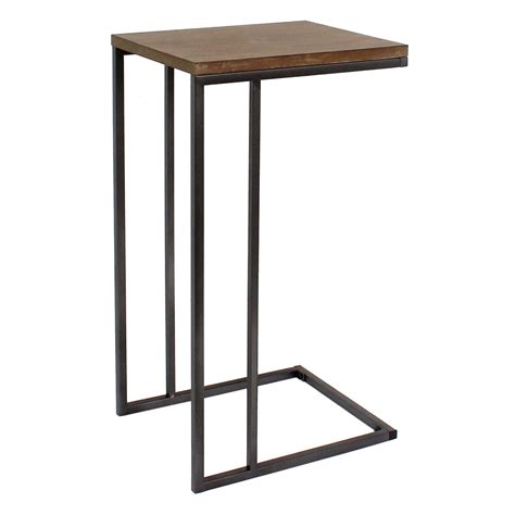 Dark Grey Metal C Table With Rustic Wood Top At Home