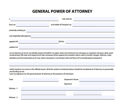 Free Printable General Power Of Attorney