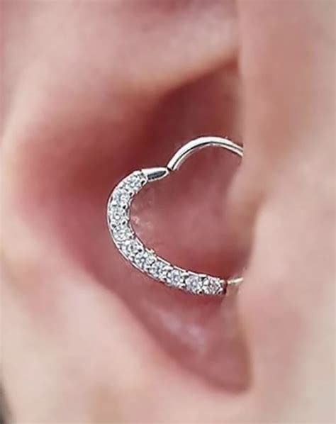 Cute Heart Wire Daith Ear Piercing Jewelry Ideas For Women