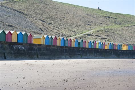 Colourful Beach Huts Facing The Beach On Whitby 7538 Stockarch Free