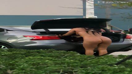 Naked Latina Hold Out Of Car At Beach