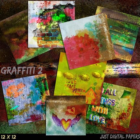 Graffiti Paper 2 Grunge Papers Brick Wall Papers Hand Painted Papers