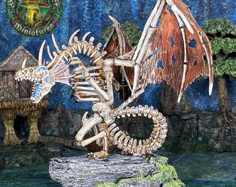 Gargantuan Skeletal Dragon Miniature Hand Painted Mini For Dungeons