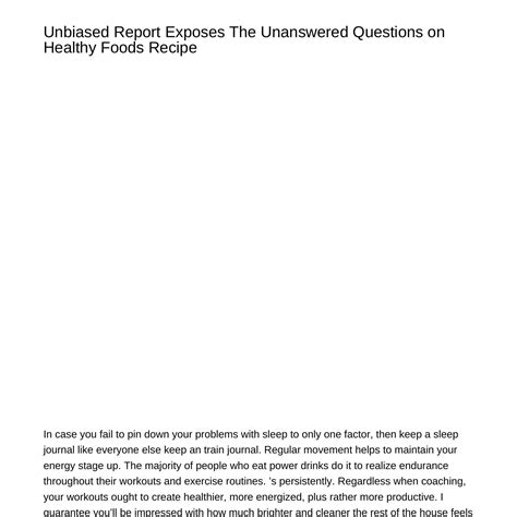 Unbiased Report Exposes The Unanswered Questions On Healthy Foods Recipebzsxm Pdf Pdf Docdroid