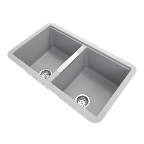 Carysil Cgdb Concrete Grey Double Bowl Granite Kitchen Sink Undermount
