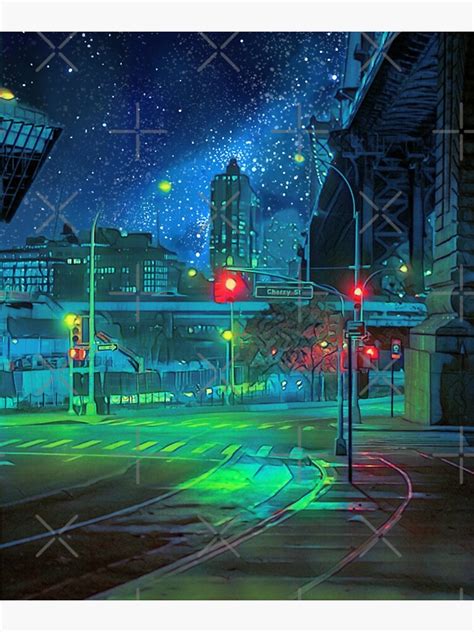 Lofi Aesthetic Anime Japan Street Lights Sticker By Nvaleroso Redbubble