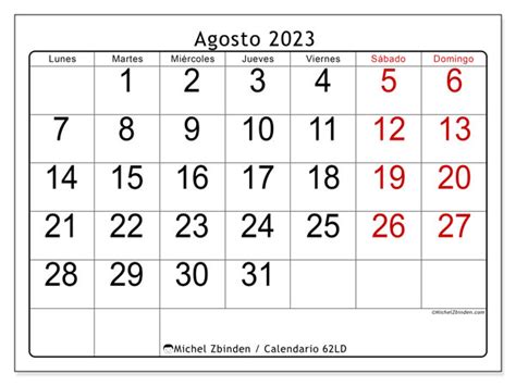 Calendario Agosto De 2023 Para Imprimir “47ld” Michel Zbinden Bo